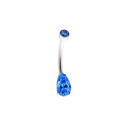 [Anatometal] Pear-Cut Belly Ring in Artic Blue