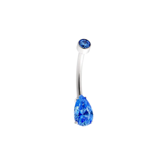 [Anatometal] Pear-Cut Belly Ring in Artic Blue
