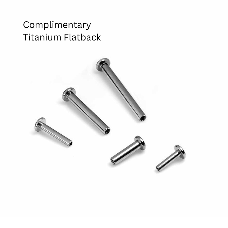 flatback post titanium in different length hypoallergenic