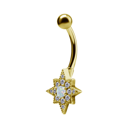 8 Pointer Star Opal Belly Ring