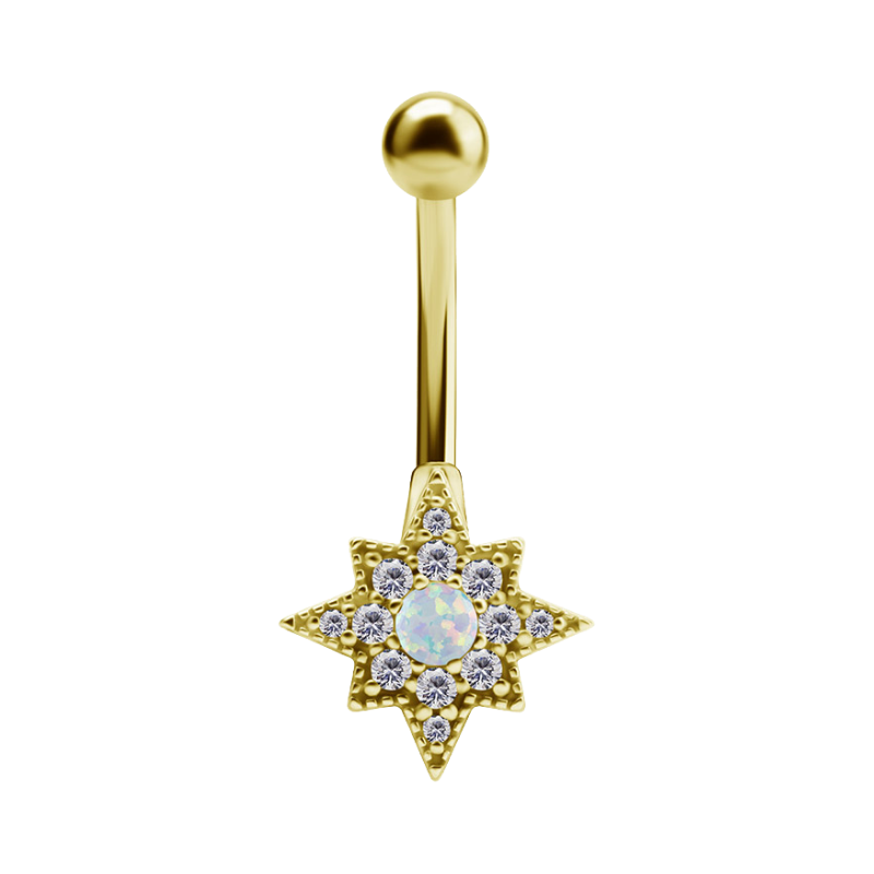 8 Pointer Star Opal Belly Ring