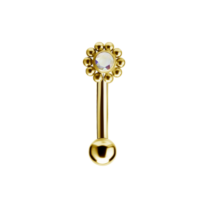 Titanium Helianthus Curve Barbell in Gold PVD