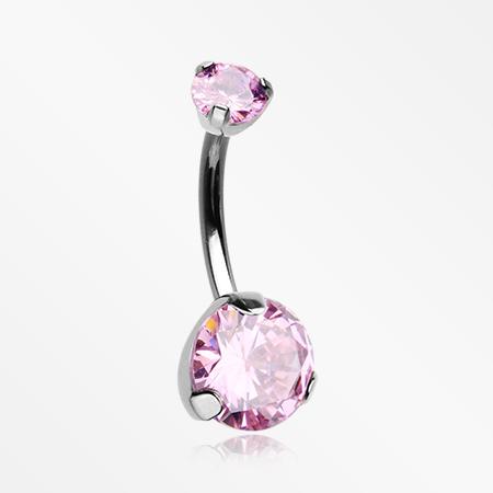 Classic Pink CZ Belly Ring